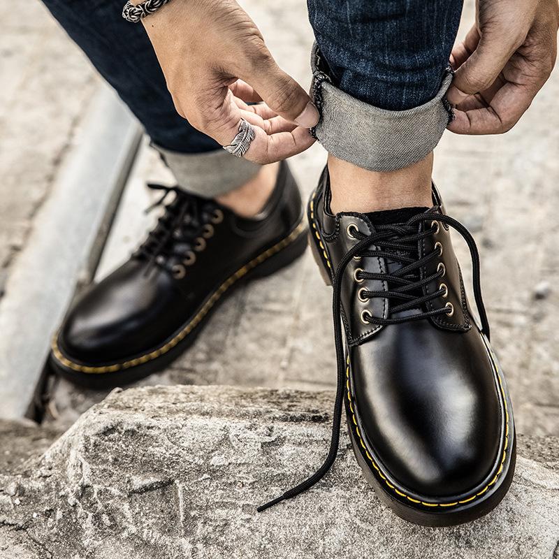 Large Size 2025 Popular Men's Shoes British Fashion Leather Low-top Martin Boots Men's Casual Business Leather Shoes