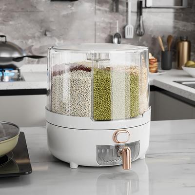 Boîte distributrice de grains rotative à 360 degrés, conteneur de stockage de cuisine en plastique PP pour le riz et les haricots