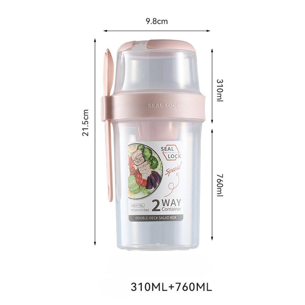 

Portable Blender Double-layer PP Salad Cup with Fork Seal Washable Light Meal Scale Juice Cup Large Capacity Fat Reducing Cup