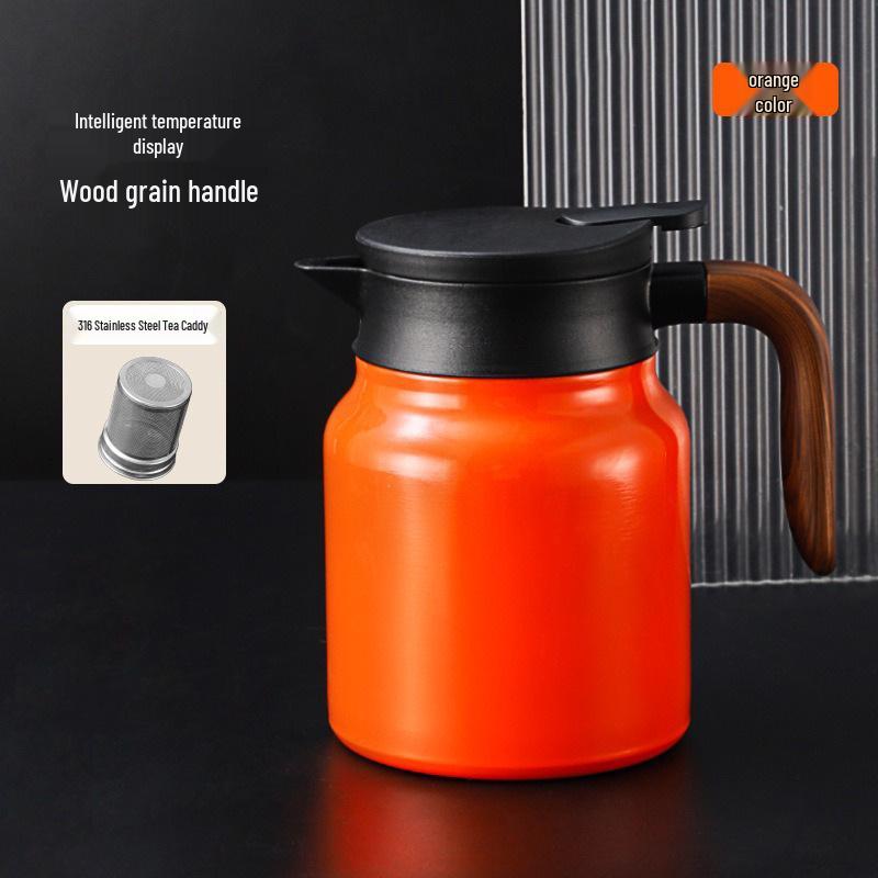 316 Stainless Steel Insulated Stewing Teapot with Temperature Display, Water Separation, and Customizable Patterns - Large Capacity.