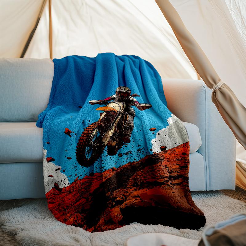 Off-road Motorcycles Theme Printed Blanket - Perfect for Couch, Bed, Travel & Outdoor Use | Machine Washable, Cozy & Durable.