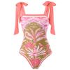 2024 V-Ausschnitt Badeanzug mit Überzug Blumendruck Schulter Rüschen Bademode Sexy Bademode Damen Badeanzug Bodysuit Badeanzug