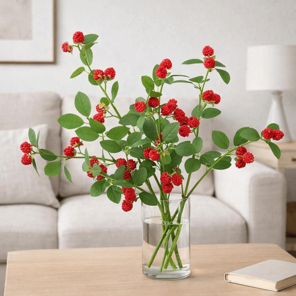 Realistic Artificial Raspberry Branch Plastic Decorative Fake Berry Branches Long Branches Simulation Flower Party Wedding