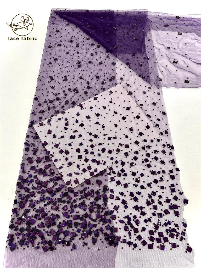 African Heavy Stones Lace Fabric 2025 High Quality for Women Nigerian French Stones Tulle Lace Fabric Wedding Party Dress Sewing