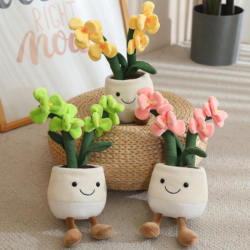 Cute And Charming Cartoon Sunflower Plush Doll Potted Plant Tulip Succulent Hyacinth Cactus Plush Toy Home Decor Present Designed For Boys Plus Girls