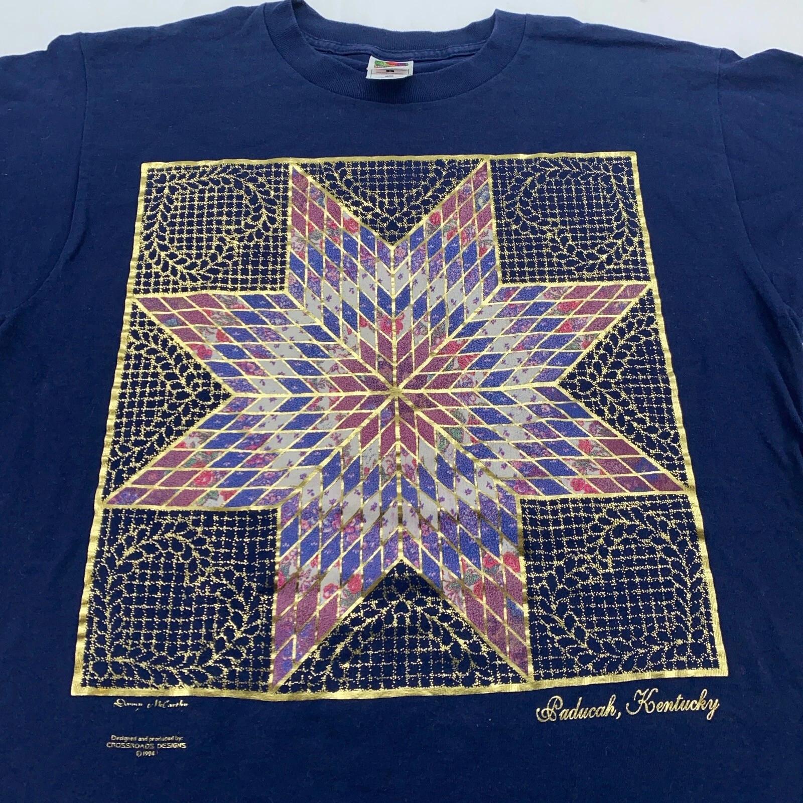 vintage 90s QUILT ART PADUCAH KENTUCKY T-Shirt LARGE geometric design soft S