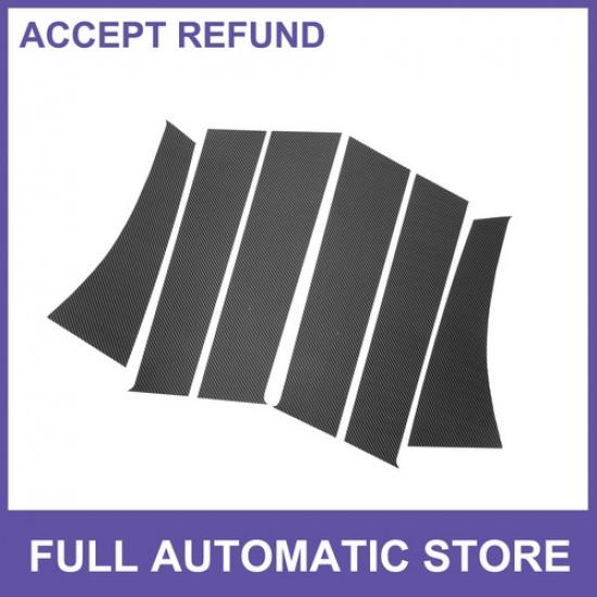 6 Pcs Door Pillar Window Trim for Mitsubishi Carbon Fiber Pattern