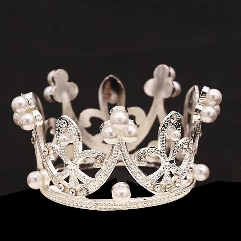 Children's Birthday Crown Tiara Baroque Alloy Ornament Full Circle Crown Cake Decoration