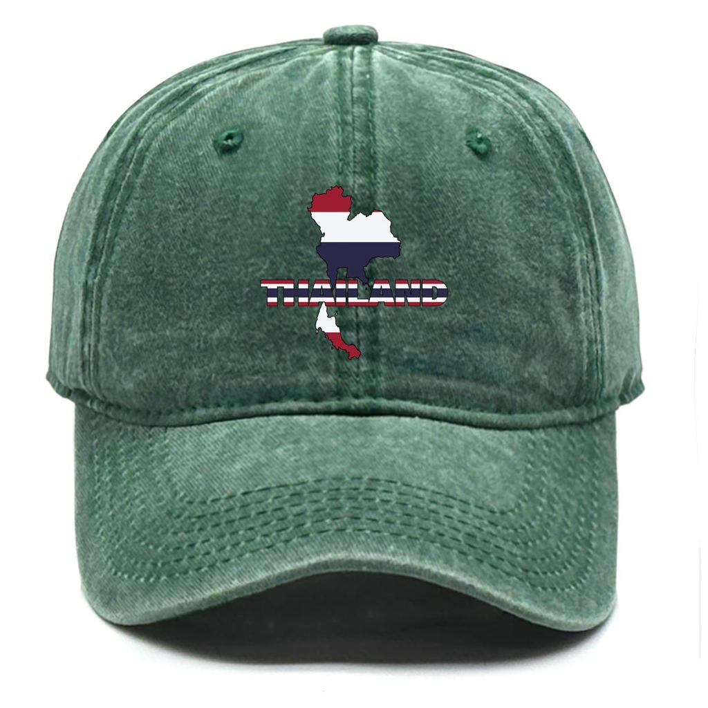 Map Flag of Thailand Print Snapback Baseball Hat, Patriotic Dad Hat Adjustable Buckle Sun Protection Solid Sunshade Adjustable Sun Hat