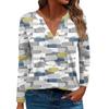 Women's Fashion Casual T-Shirt V-Neck Long Sleeve Geometric Patchwork Printed Top
