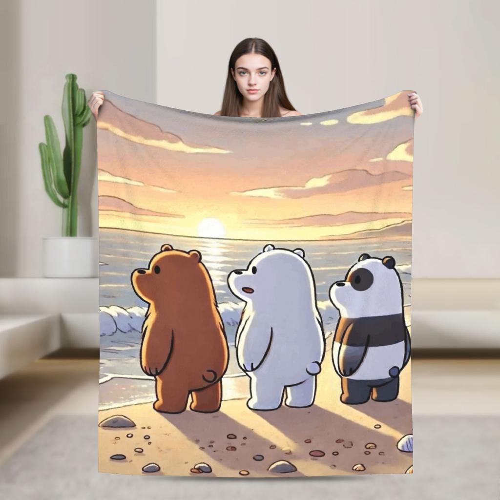 Warm Soft Blanket Camping We Bare Bears Somos Osos Bedding Throws Flannel Bedspread For Couch Bed Pattern Sofa Bed Cover