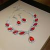"High-End Luxury Drop Necklace and Earrings Set - European and American Niche Versatile Jewelry"