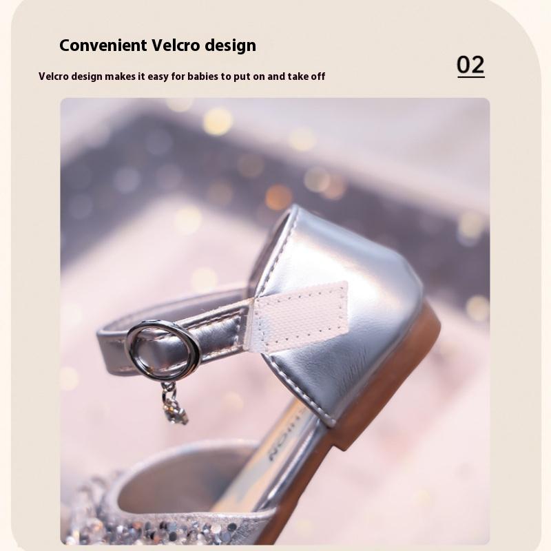 Summer new girls fashion rhinestones sweet and comfortable soft-soled leather shoes