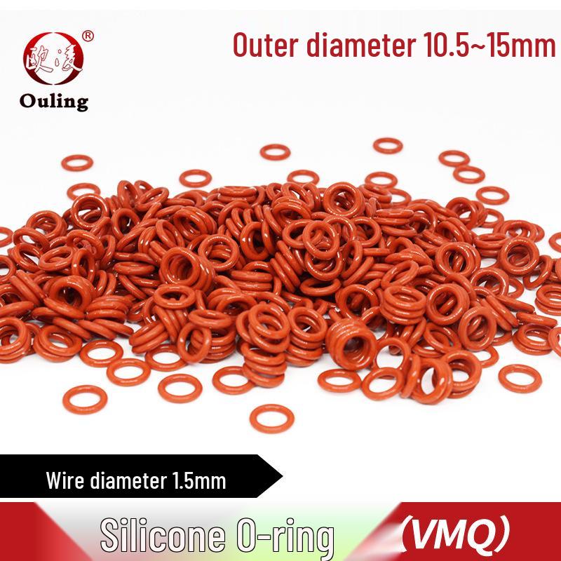 Red Silicone O-ring (OD: 10.5-15mm, Thickness: 1.5mm) 11mm OD x 1.5mm (10 pcs) Red Silicone O-ring