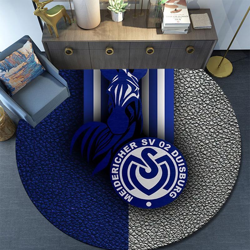 MSV Duisburg Bedruckter Runder Teppich, Rutschfester Waschbarer Kreisrunder Teppich für Wohnzimmer Schlafzimmer Spielzimmer, Sportfan Dekoration, Feiertags Geburtstagsgeschenk 80cmx80cm gray