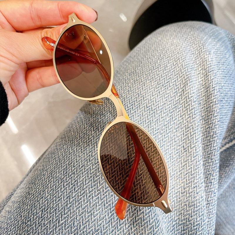 Fashion Oval Sun Glasses Small Frame Retro UV400 Shades Women Sunglasses Outdoor Travel Accessories