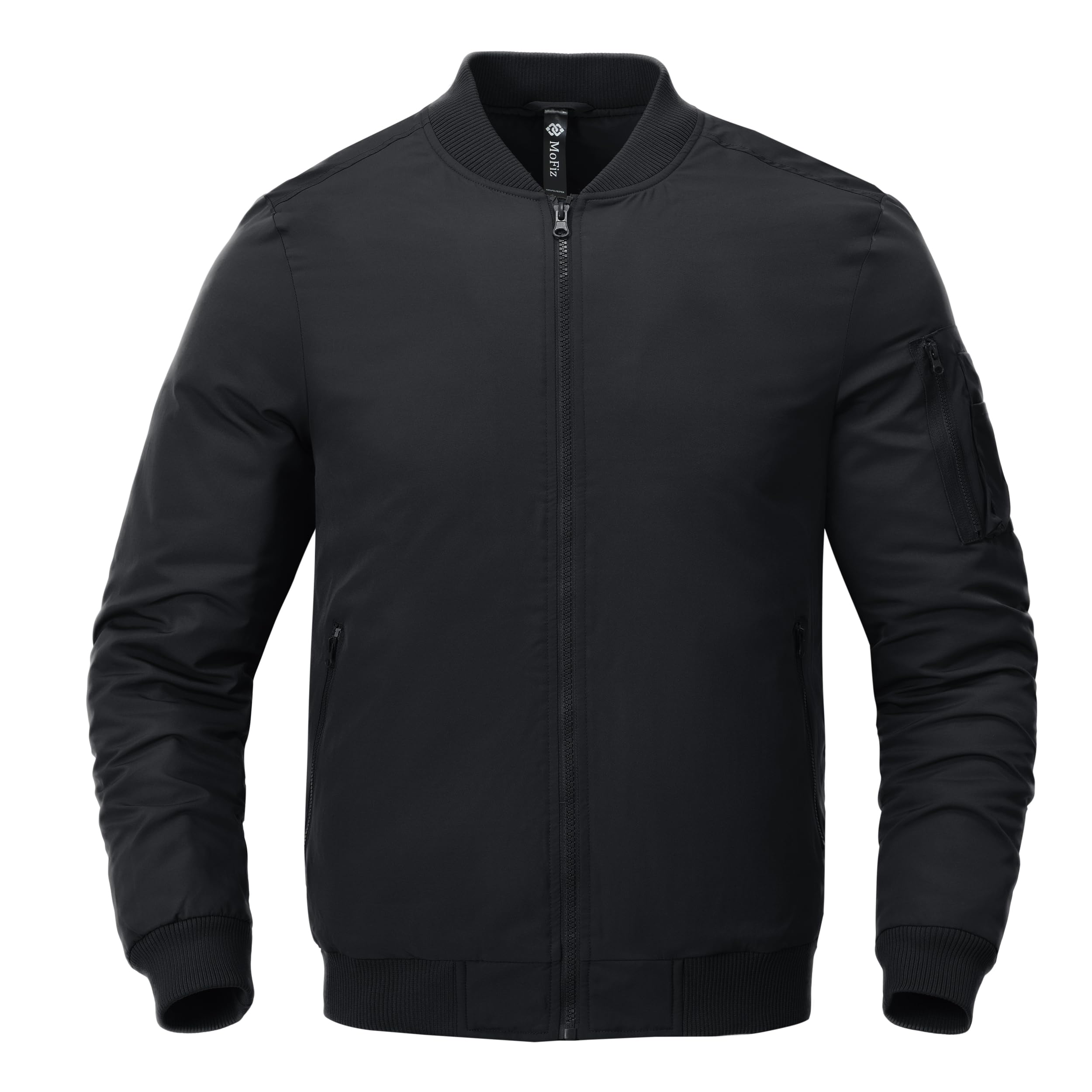 

MoFiz Бомбер Теплый Военный Летный Утепленный Повседневный Приталенный Стадион Большие Размеры Мужская Куртка, Куртка, Куртка, В наличии, Осень/Зима чёрный