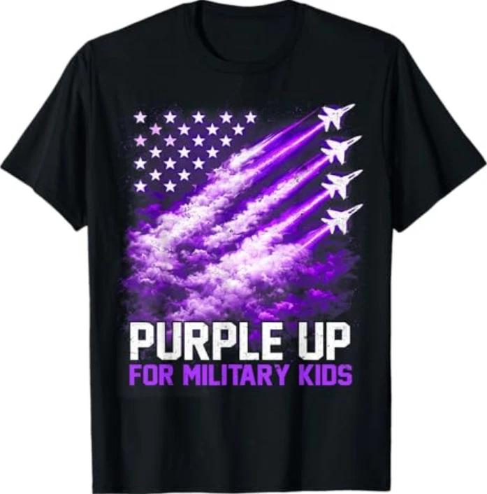 Purple Up For Military Kids Military Child Month Usa Flag Tshirt S