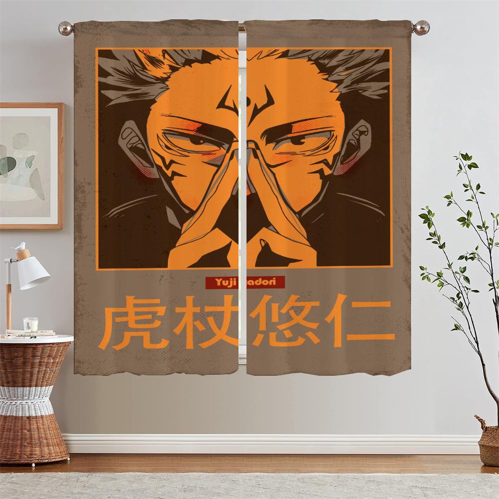 Jujutsu Kaisen Curtain Tulle for Living Room Decoration Youth Room Curtains Blackout Kitchen Curtains 2 Pcs Set Blind Tentacles