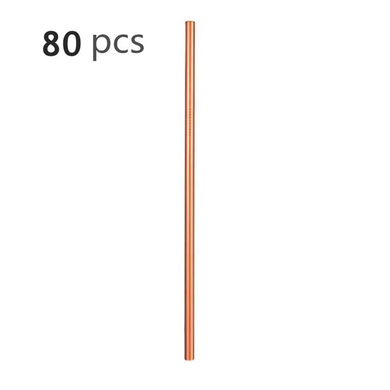 80Pcs 8mm*215mm Reusable Metal Straw 304 Stainless Steel Drinking Straight Bent Straws Eco-friendly Party Bar Accessories