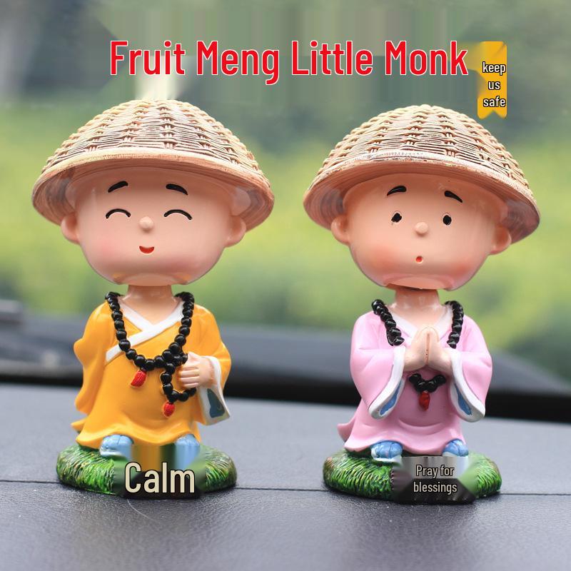 Creative Calm Monk Car Ornament: Cute Dashboard Decoration for Men and Women