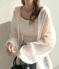 Japanese Korean Lace Chiffon Beach Top - Loose Airy Shirt