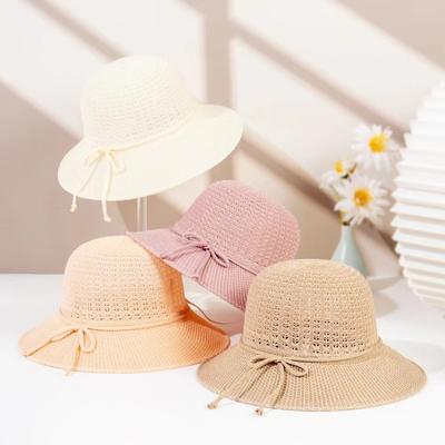 Chapeau de soleil pour femme été plage simple et élégant chapeau de paille à nœud chapeau de soleil polyvalent chapeau de protection solaire extérieur