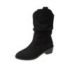 European and American Large-size Women's Martin Boots Women's 2025 Autumn and Winter New Pointed Sleeve Square Heel Medium Tube Boots