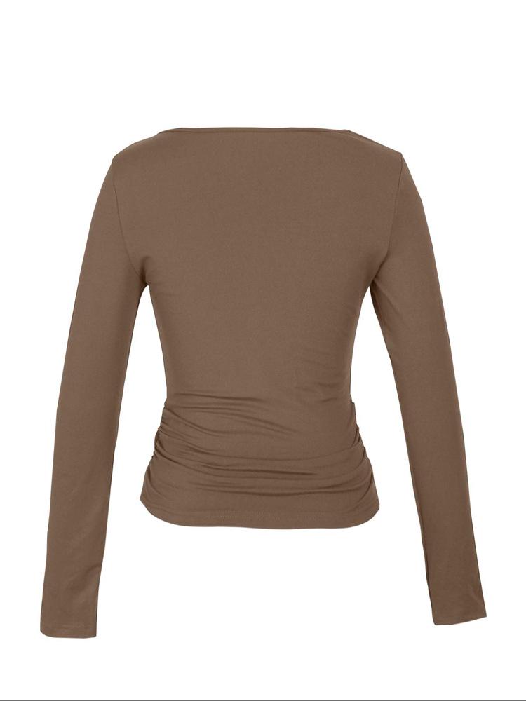 2025 Spring/Summer Women's Y2K Square Neck Long Sleeve Casual Fashion Top