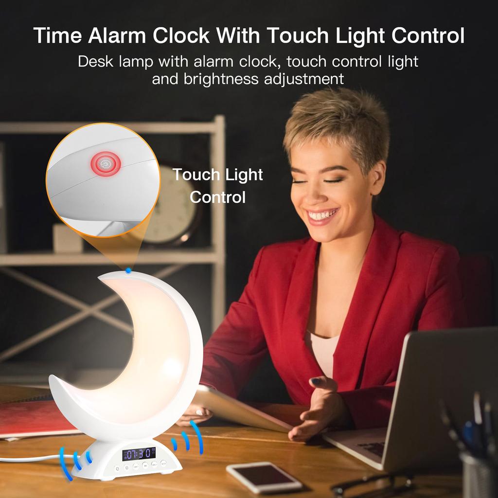 Mondlicht Wecker RGB Farbwechsel Licht Bluetooth Lautsprecher Szenen- und Musikmodus, Touch Dimmbar