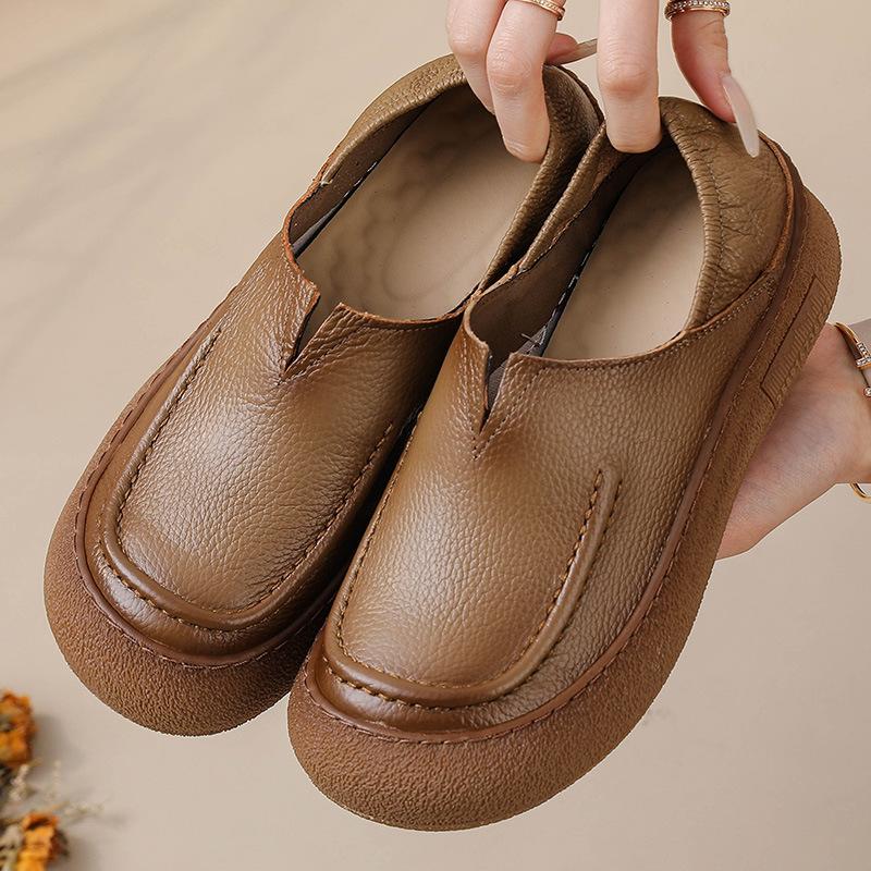 

Жіночі повсякденні лофери з натуральної шкіри Зручне робоче ділове взуття Жіноче взуття на низькій підошві Шкіряне взуття проти ковзання Прогулянкове взуття 41 хакі