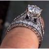 Platin-Kupfer-Zirkon Schmuck Traditionelles Wunderschönes Set Ring Partnerring