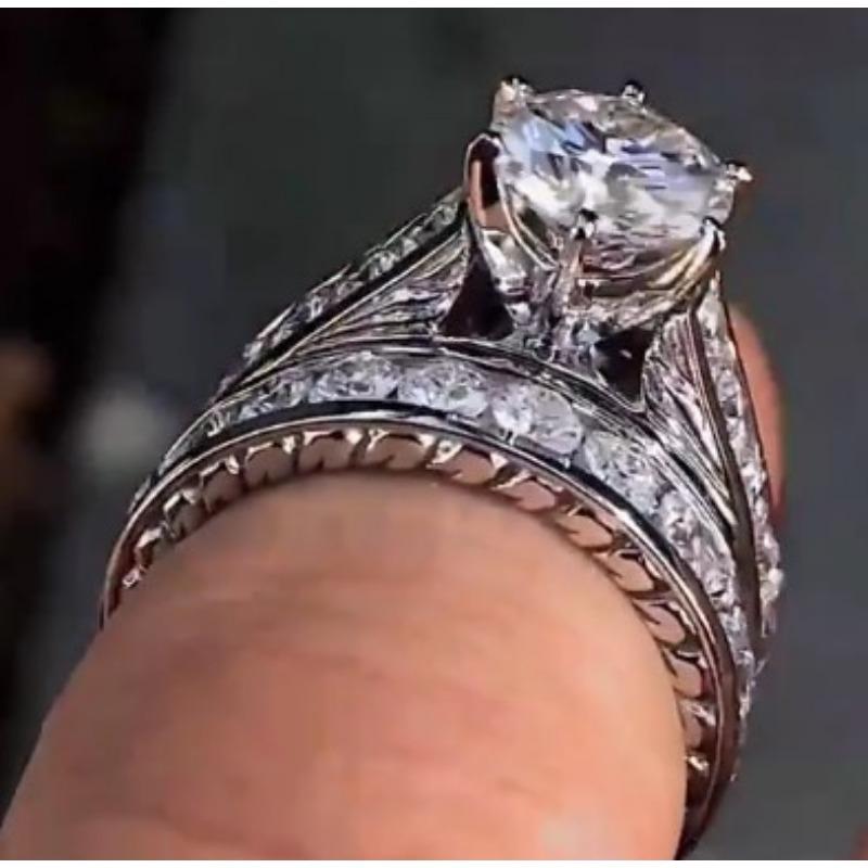 Platin-Kupfer-Zirkon Schmuck Traditionelles Wunderschönes Set Ring Partnerring
