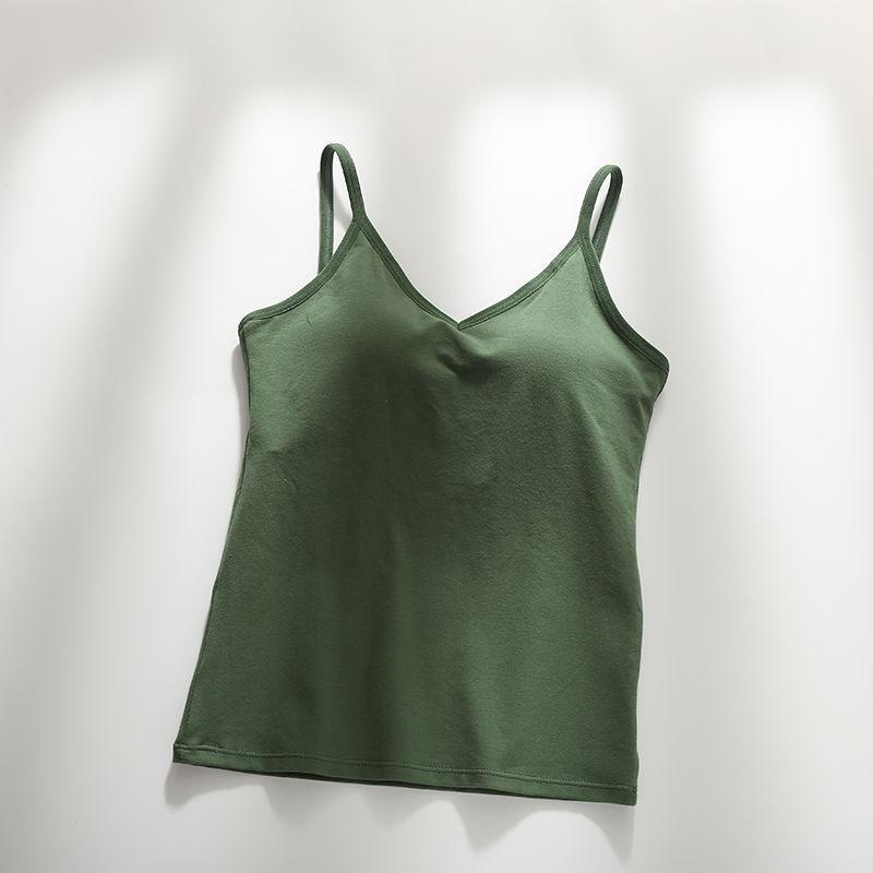 Women's Beautiful Back Camisole Vest with Padded Bra, One-Piece Top, Popular Style, Large U-Neck, Versatile Inner or Outerwear