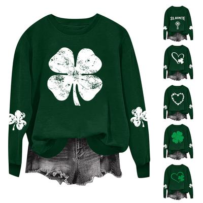 Women Long Sleeve Crewneck Sweatshirts Oversized Funny St. Patrick's Irish Shirts Pullover