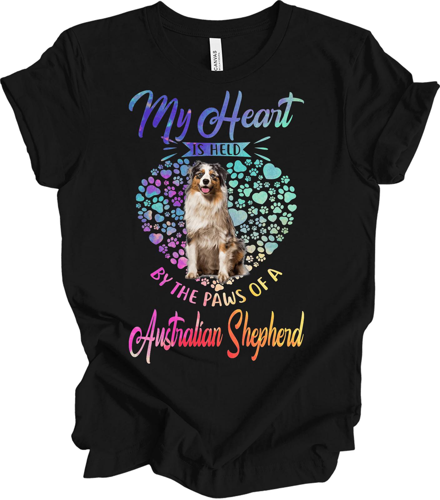 Australian Shepherd My Heart Is Held By Paws Saint Bernard Dog Lover Gift T-Shir L