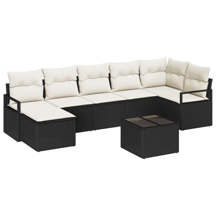 VidaXL Ensemble de Canapés de Jardin 7 Pièces avec Coussins en Rotin Synthétique Marron 3355146