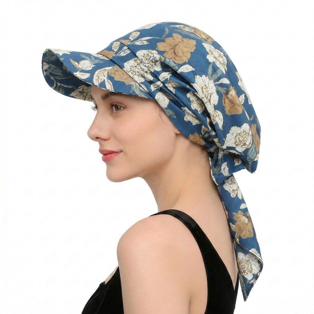 Atmungsaktive Sommer-Kopftuch-Hut Blumenmuster Turbanhut Mit Riemen Baseballkappe Tägliche Outfits