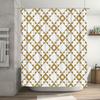 Classic Geometric Shower CurtainWhite Beige Diamond Pattern Decorative Bath Rug Mat Waterproof Shower Curtain in Multiple Sizes