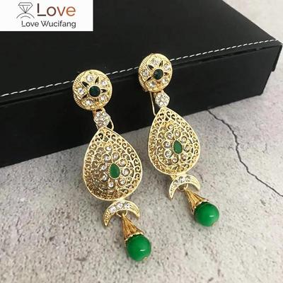 Vintage Metal Women 'S Earrings Water Drop Brand Design Handmade Beads Pendant Wedding Dress Crystal Drop Earrings Jewelry