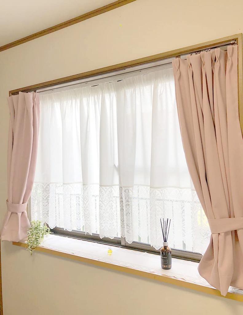 Elegant and stylish bay window lace and made in Japan by 300 x 105 CM596 curtains, multi-functional, heat-blocking, pollen-catching, cool, FCOT, cm,