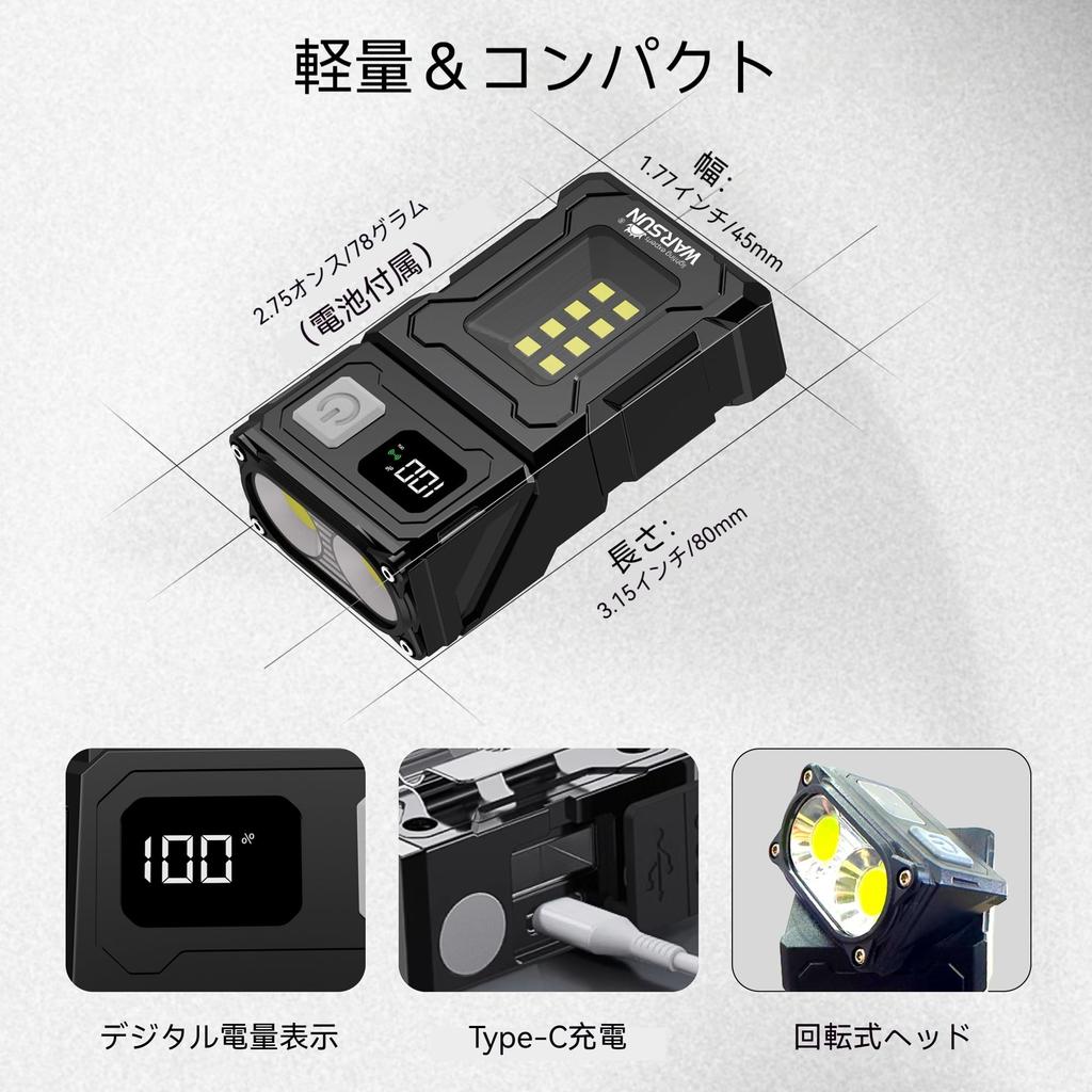 WARSUN DC08 Small LED Mini Flashlight with Pocket Flashlight with Fast Back and Hat Features Conspicuous Side 4 Color and Can Also Be Used as a Mini