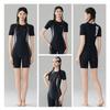 Swimsuit Women's One-piece Short-sleeved Quarter-pants Conservative Slimming Student Sports Large Size Hot