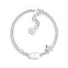 Personalisiertes Design Imitation Kristall Metallarmband Damenarmband Silber B1133PMTCY-D13S
