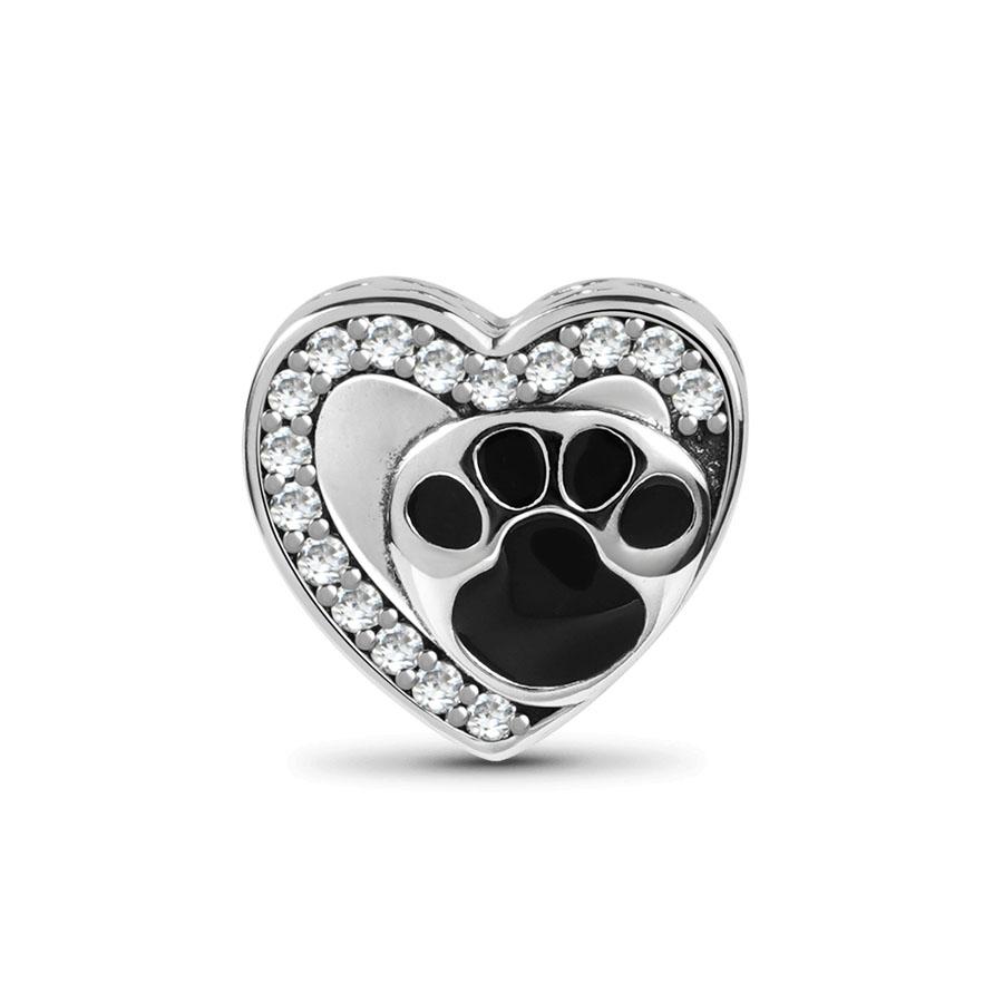 New Spring European Heart Shape Dog Paw Sparkling Cute Chick Beads Fit Fashion Charms Silver 925 Original Jewerly Bracelet