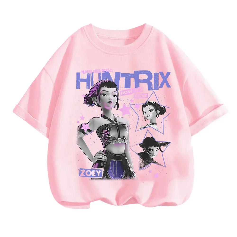 KPop Demon Hunters Children's T-shirt Cotton Korean Fashion Casual Round-neck Top Movie Cartoon Girl Boy Tshirt Kid Tees