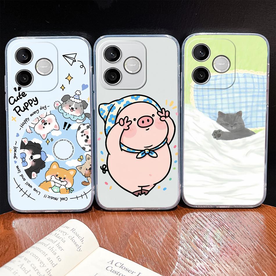 Phone Case For Honor 600 Lite 500 Smart 5G Cute Fish Bubble Phone Cover Soft Transparent Silicone Anti Slip Lightweight Funda