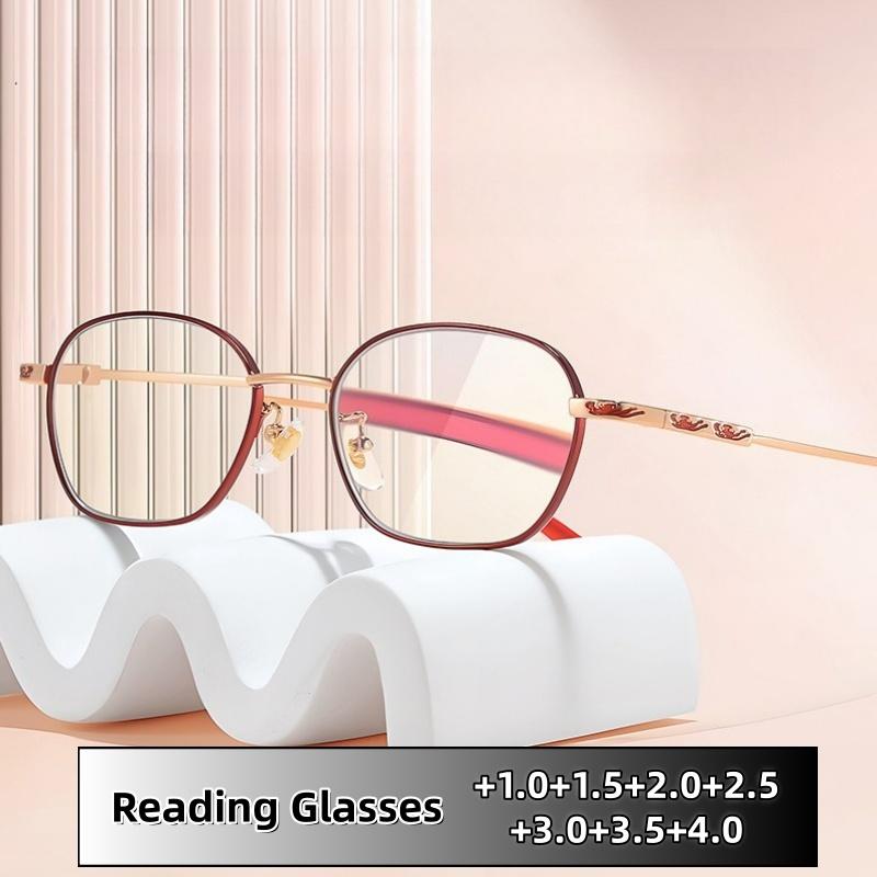 Women's Wine Red Frame Advanced High-definition Reading Eyewear Personalized Alloy Metal Full Frame Light and Elegant Eyewear