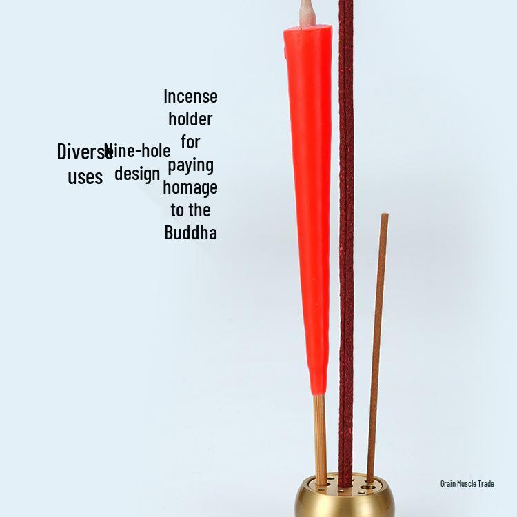 Nine-Hole Zen Brass Incense Holder - Ash-Free & Multi-Hole Mini Burner