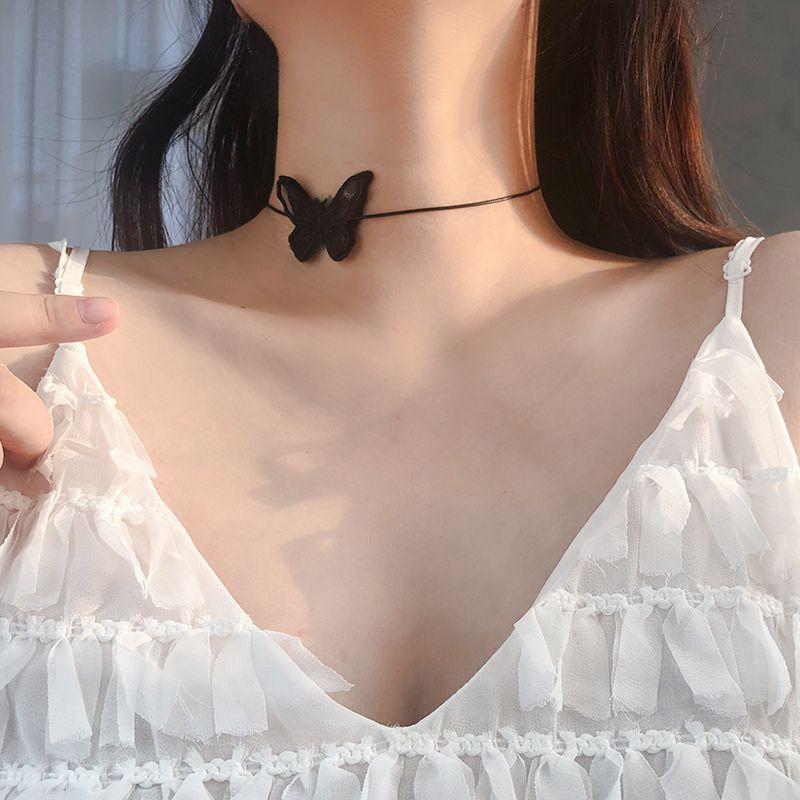 

Колье Цепочка на ключицу Женское Стерлинговое серебро Аксессуары для шеи Воротник 925 Sterling Silver Black Butterfly